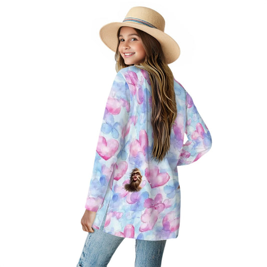 Bigfoot Sasquatch Love on Hearts, Women's Long-Sleeved Cardigan