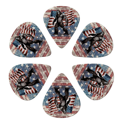 6 Guitar Picks with Keychain Snap Case- Sasquatch Bigfoot – 3 Thicknesses