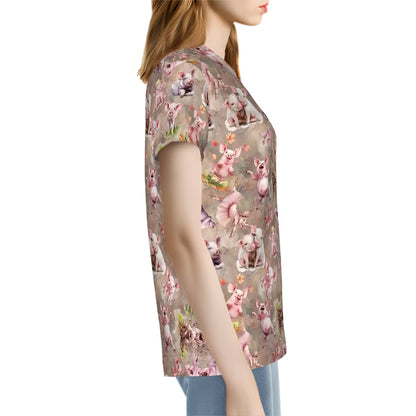 10 Animal Design, Women’s Polyester Short Sleeve T-Shirts - Many Designs, Horses, Dogs, Cats, PIgs