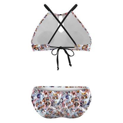 8 Patriotic Designs, Plus Size High-Waisted Bikini Customized Services