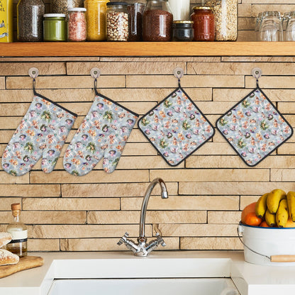 6 Fairy Designs, 4 Piece Oven Mitts / Pot Holder Sets