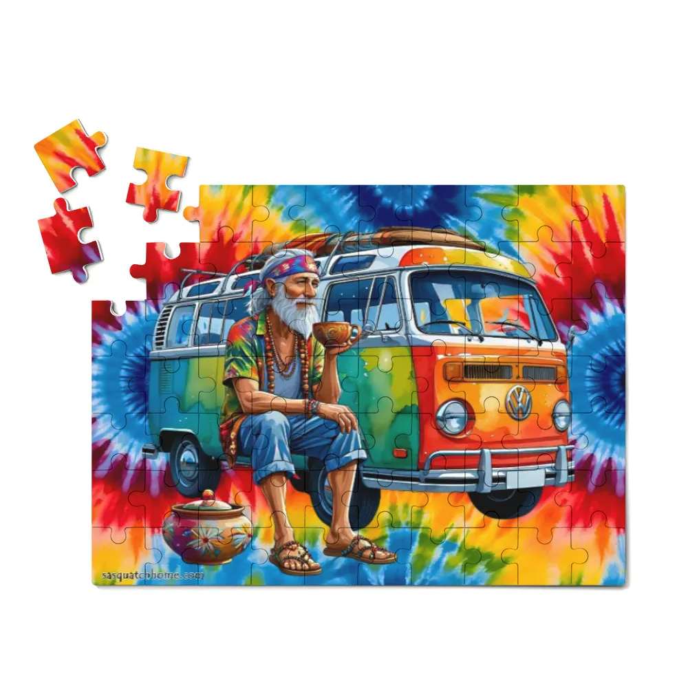 Hippie by Van, Cardboard Jigsaw Puzzle, 4 Sizes