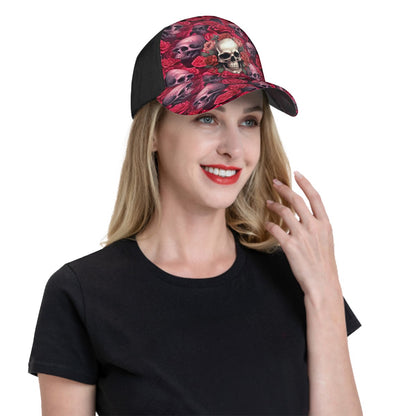 Skulls on Roses, Baseball Cap, Polyester Twill