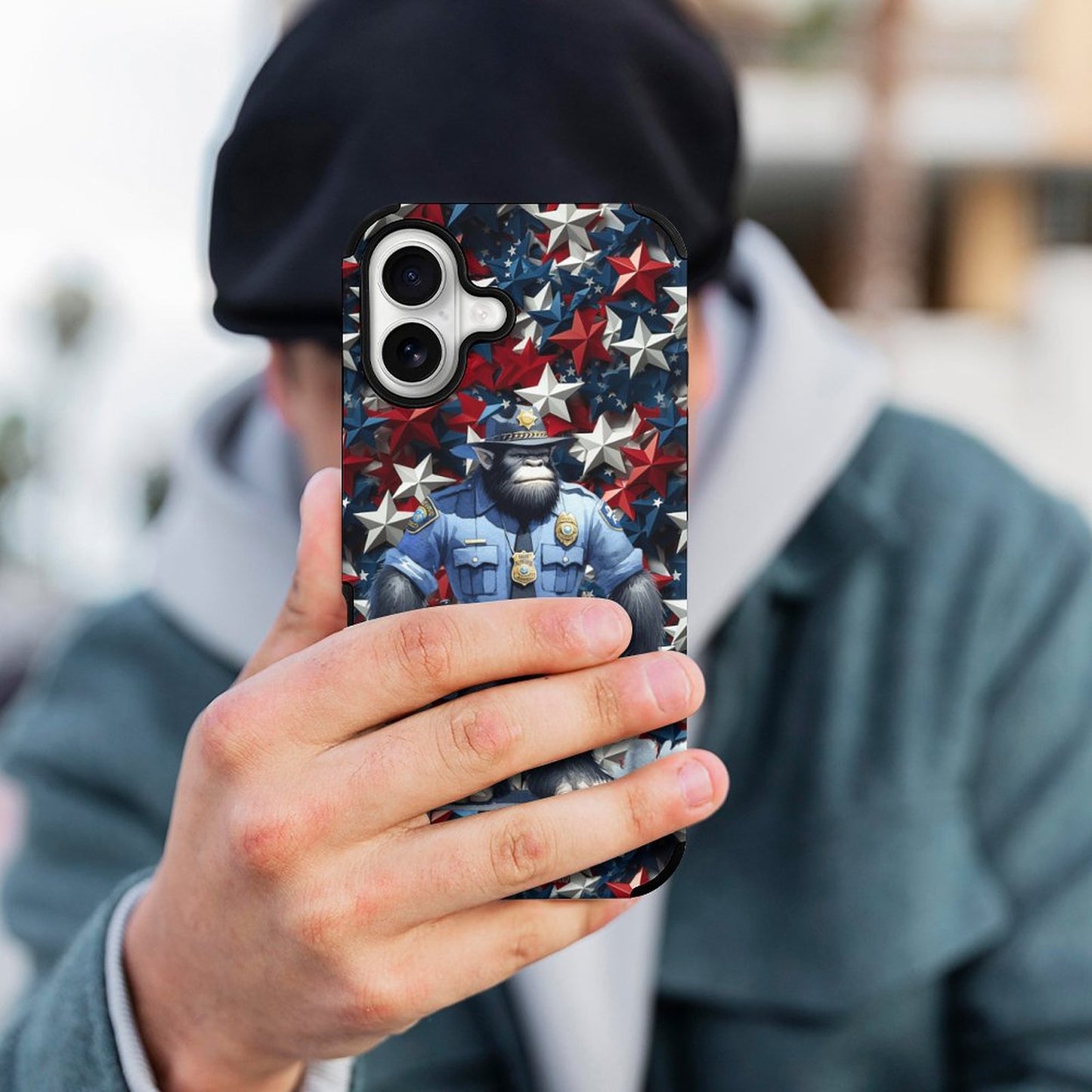 Bigfoot / Sasquatch Police Officer, Microfiber iPhone 16 Cases