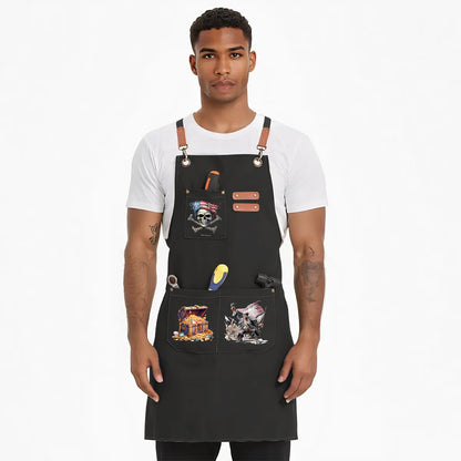Pirate Canvas Cross Back Apron with Pockets