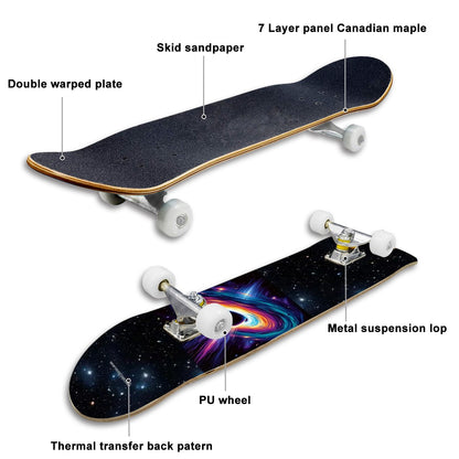 Black Hole, High Density 7 Layer Skateboard, Made In USA