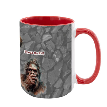 Sarcastic Sasquatch "See no evil..", Large 15 Ounce Colorful Mugs – Made In USA