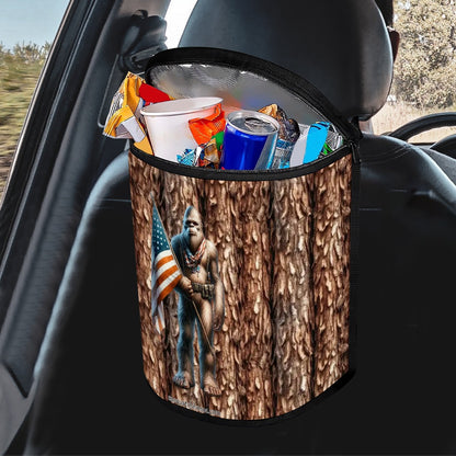 Patriotic Sasquatch / Bigfoot, Bucket-Shaped Car Trash Bag