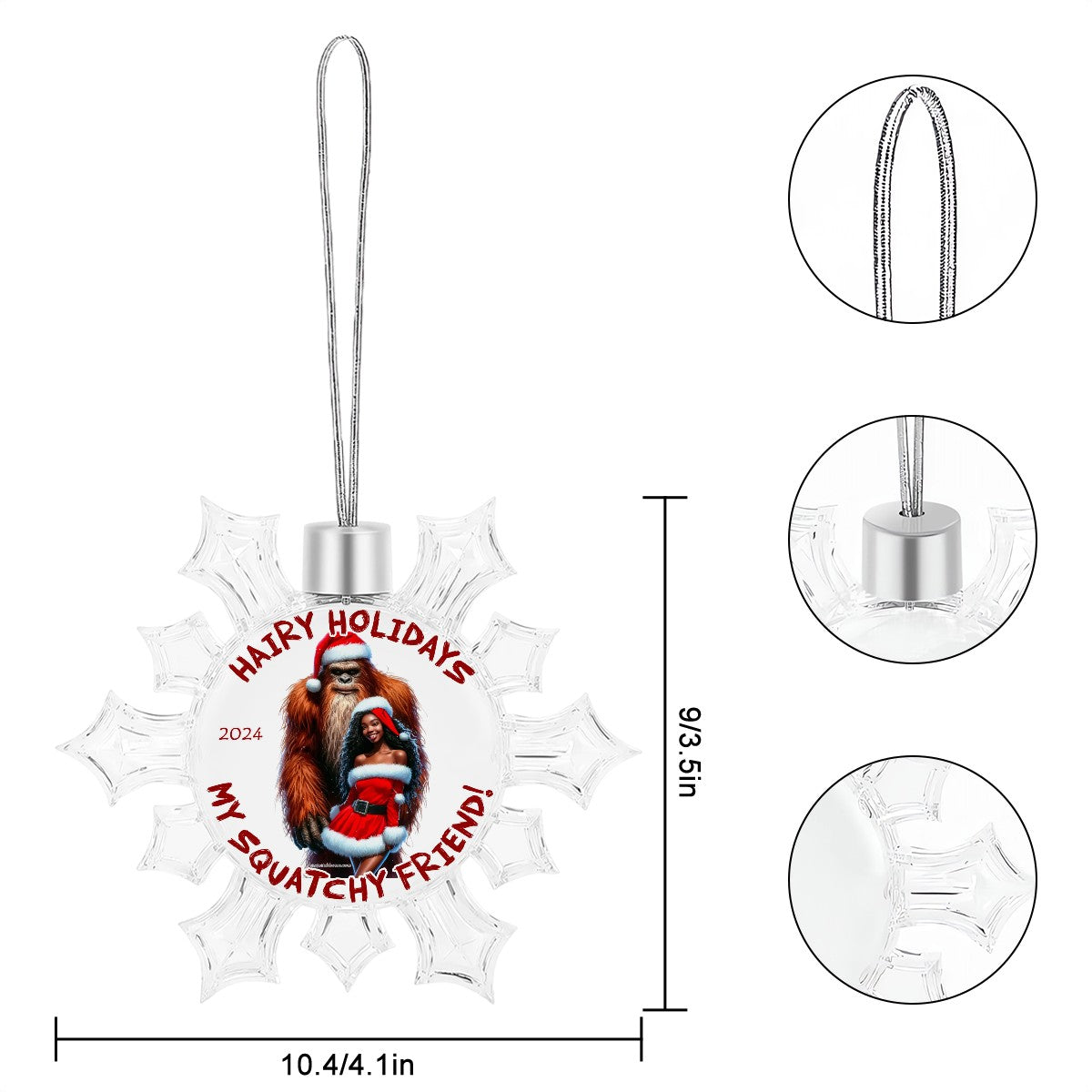 Bigfoot Sasquatch Christmas Snowflake Decoration - Hairy Holidays" 2