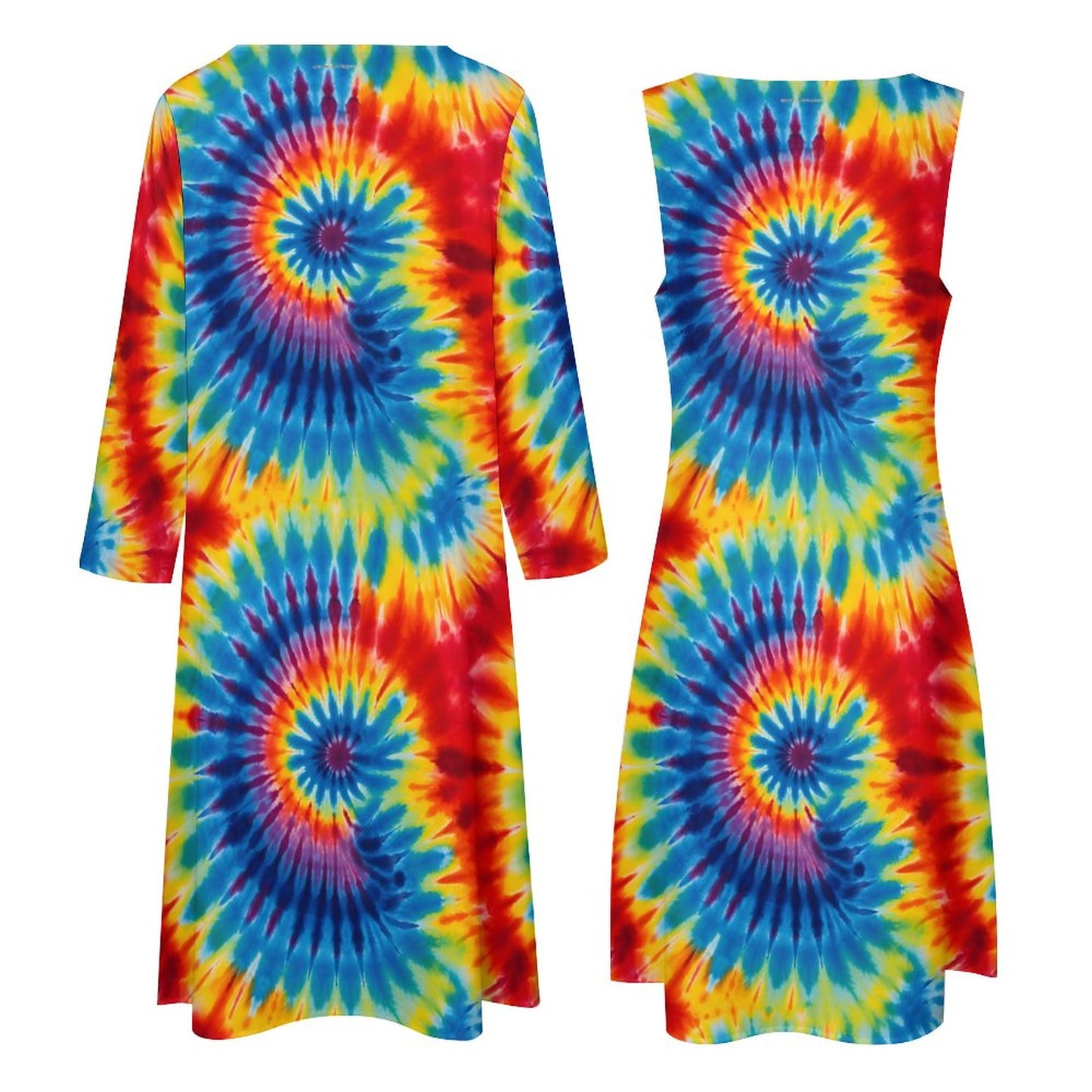 9 More Tie Dye Designs, Women’s Long Dress with Cardigan