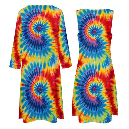 9 More Tie Dye Designs, Women’s Long Dress with Cardigan