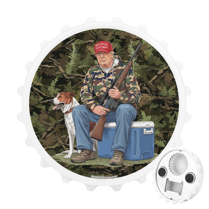 Donald Trump Hunting, 3” Magnetic Can Opener / Coaster / Fridge Decor
