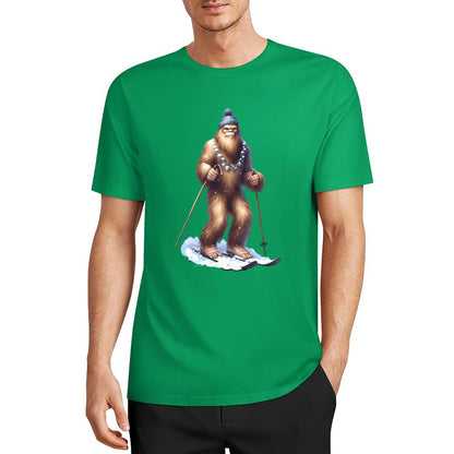 Bigfoot - Sasquatch Snow Skiing Short Sleeve Cotton T-Shirt