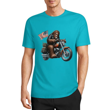 Bigfoot - Sasquatch on Motorcycle Short Sleeve Cotton T-Shirt