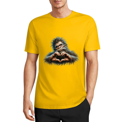 Bigfoot - Sasquatch Heart Hands Short Sleeve Cotton T-Shirt