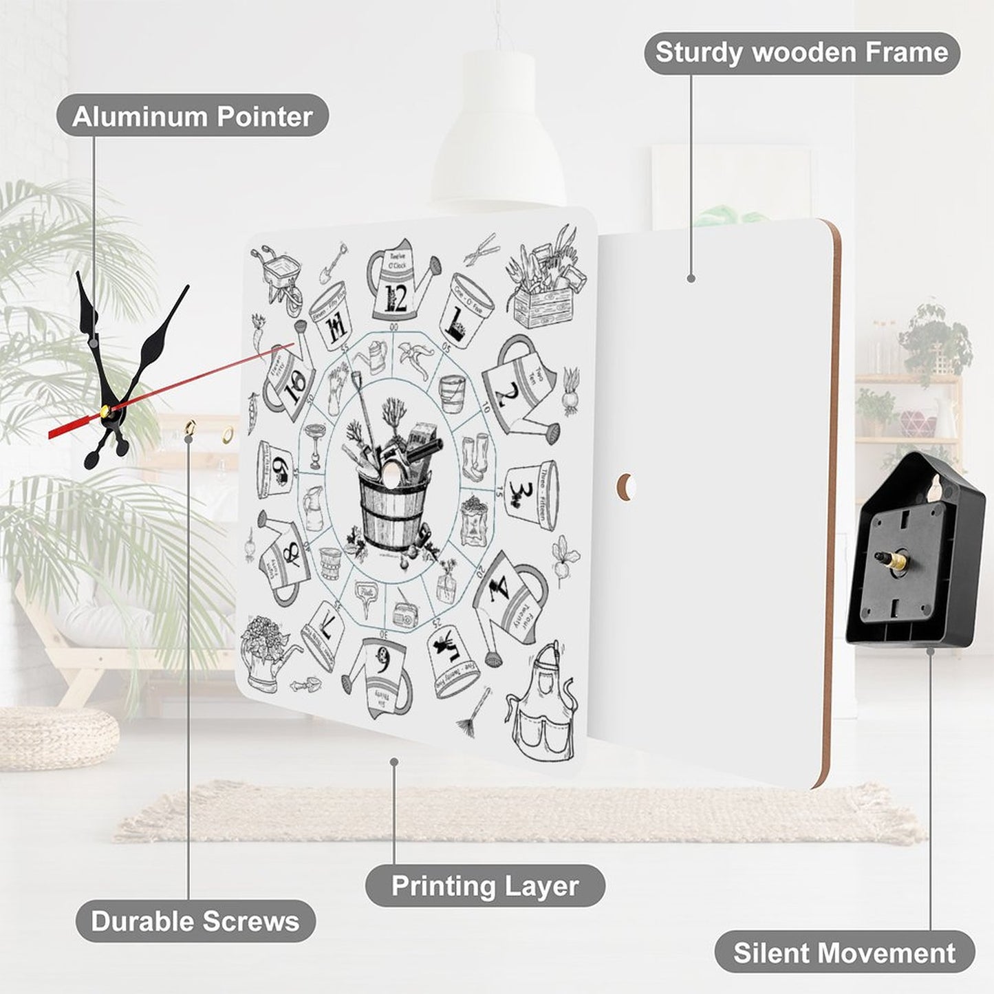 Gardening Square Wall Clock