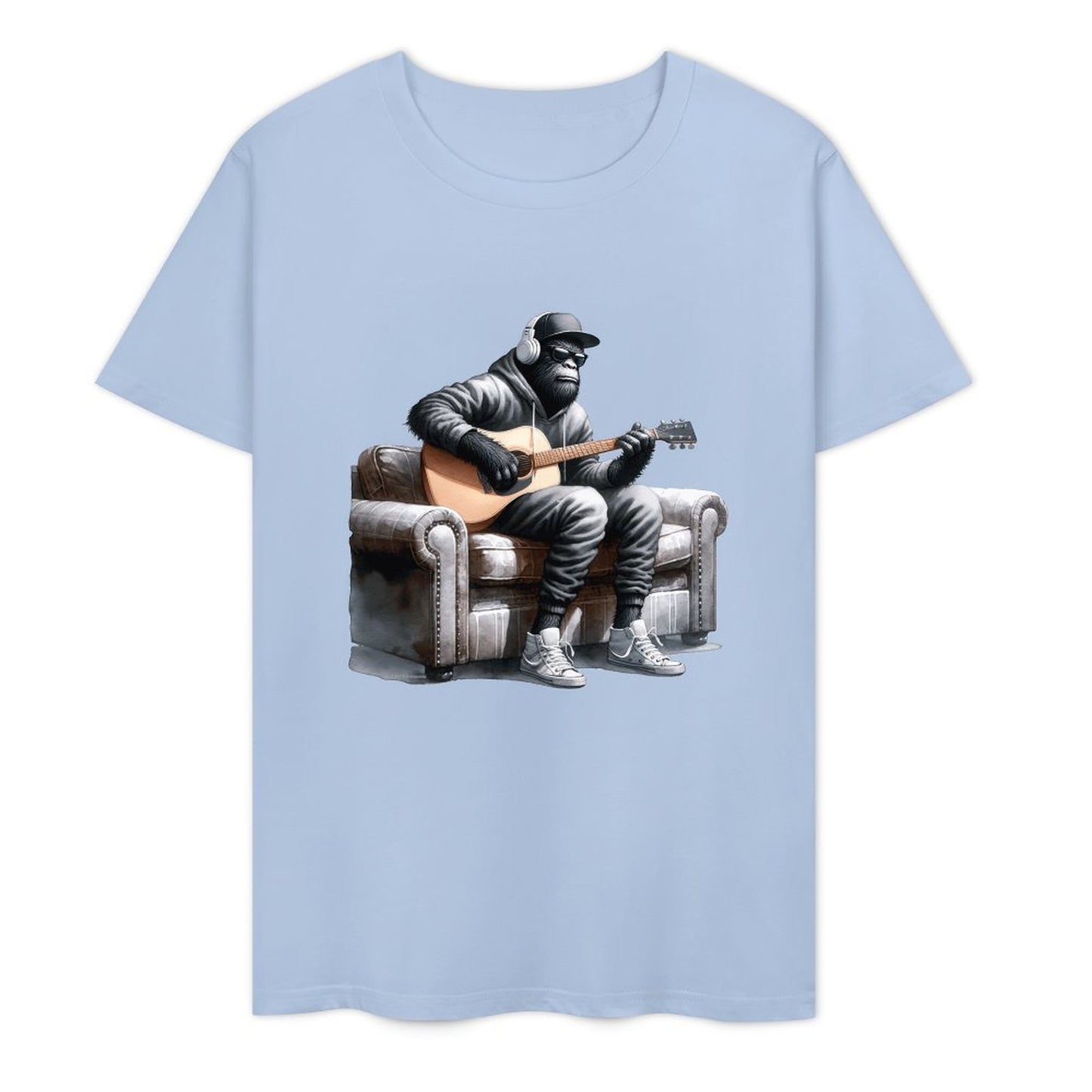 Bigfoot - Sasquatch Play Guitar Short Sleeve Cotton T-Shirt