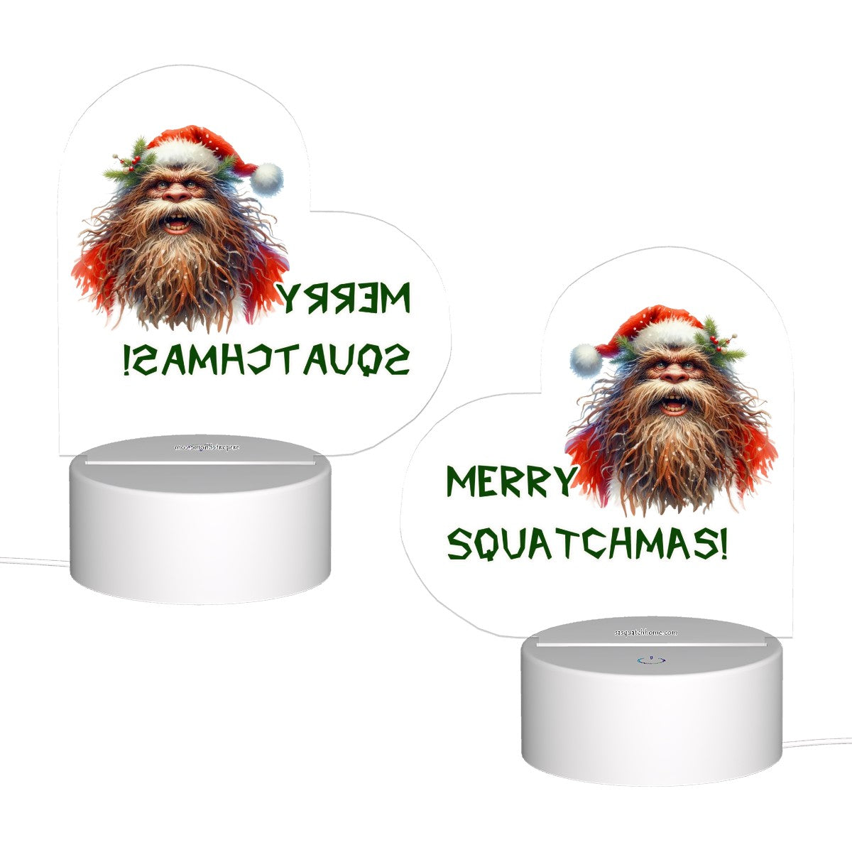 Squatchmas Bigfoot Sasquatch Heart Shaped Acrylic Night Light, gift, decor