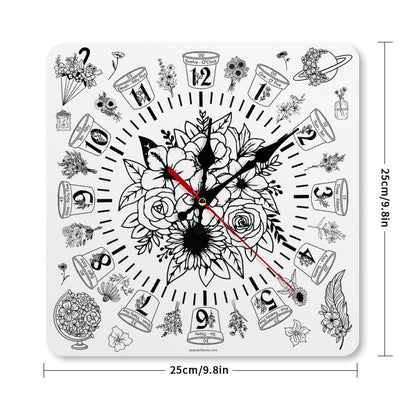 Flowers Square Wall Clock