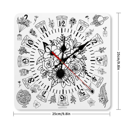 Flowers Square Wall Clock