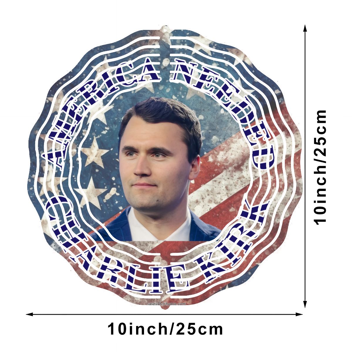 Charlie Kirk, US Made Hanging Metal 3D Wind Spinner, Ornament