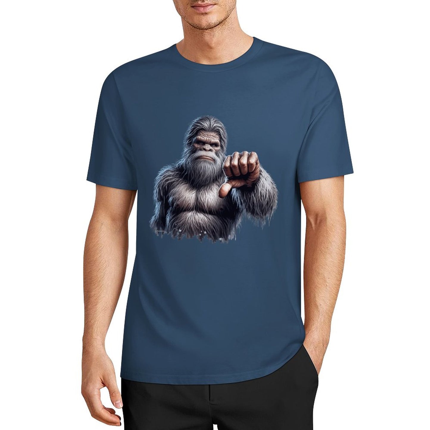 Bigfoot - Sasquatch Thumbs Down Short Sleeve Cotton T-Shirt