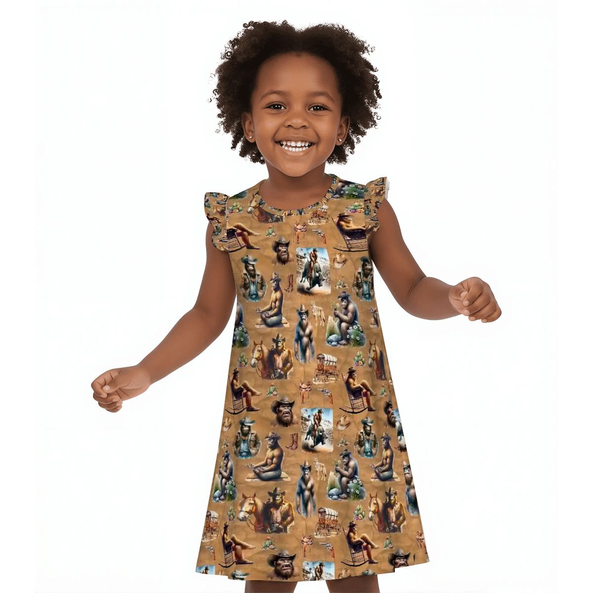 20 Bigfoot Sasquatch Designs, Girl's Flutter Sleeve Nightgown