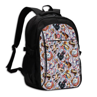 8 Patriot Designs, Large Capacity, Oxford Travel, Laptop Bag with USB Charger