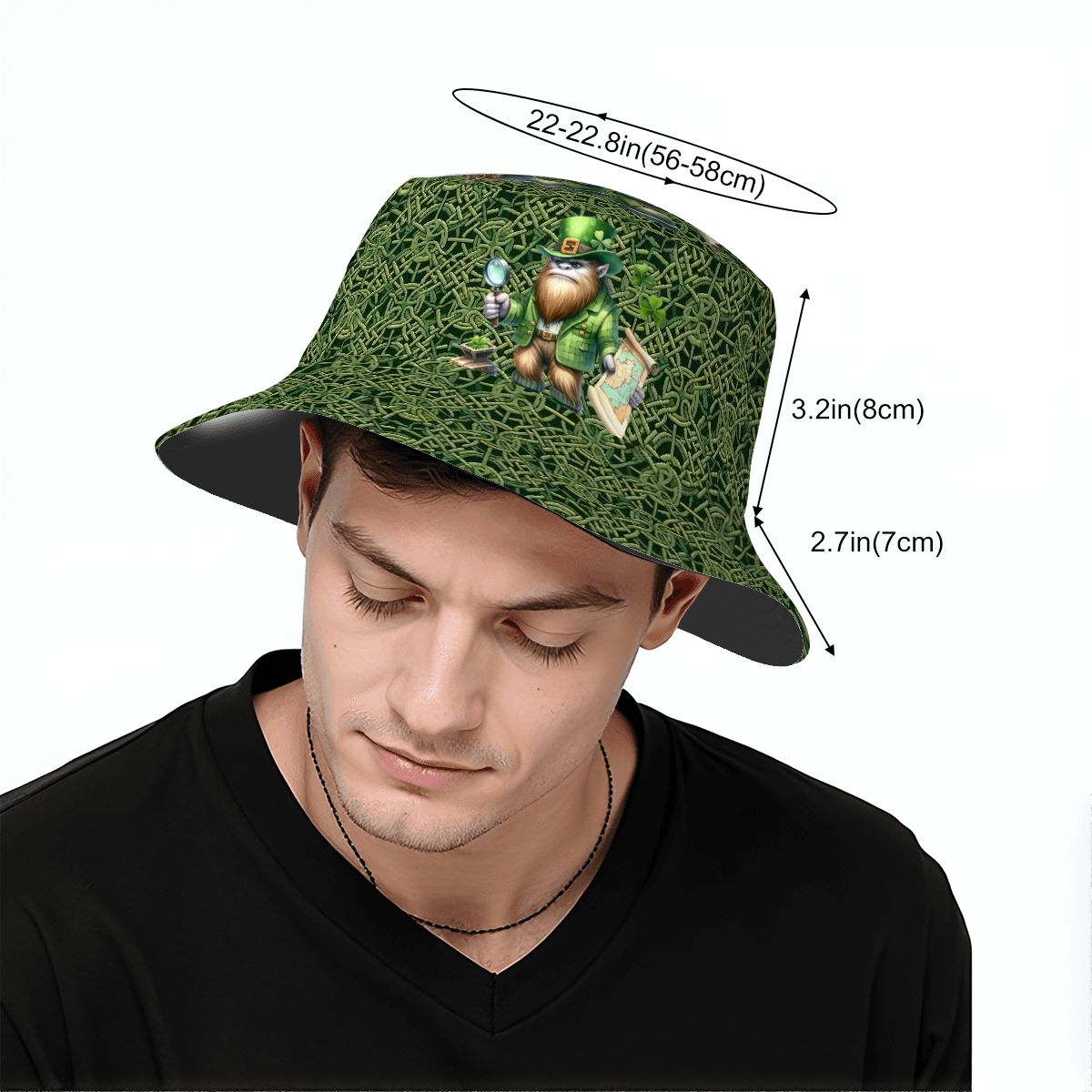 St Patrick Bigfoot / Sasquatch, Adult Bucket Hat