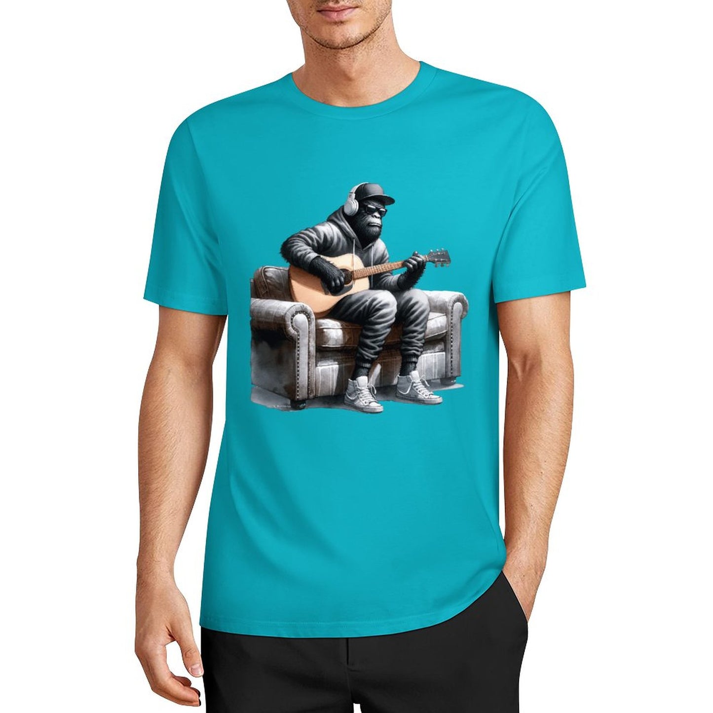 Bigfoot - Sasquatch Play Guitar Short Sleeve Cotton T-Shirt