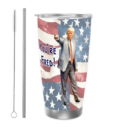 Trump "Your Fired!", Themed 40 oz Travel Coffee Mug with a Straw