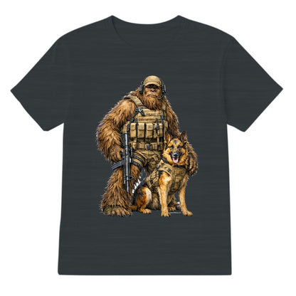 Bigfoot Sasquatch Soldier & Dog, Gildan 5000 T-Shirt