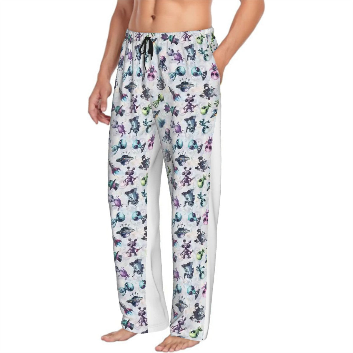 6 Alien Designs, Men’s Polyester, Drawstring, Pajama Pants