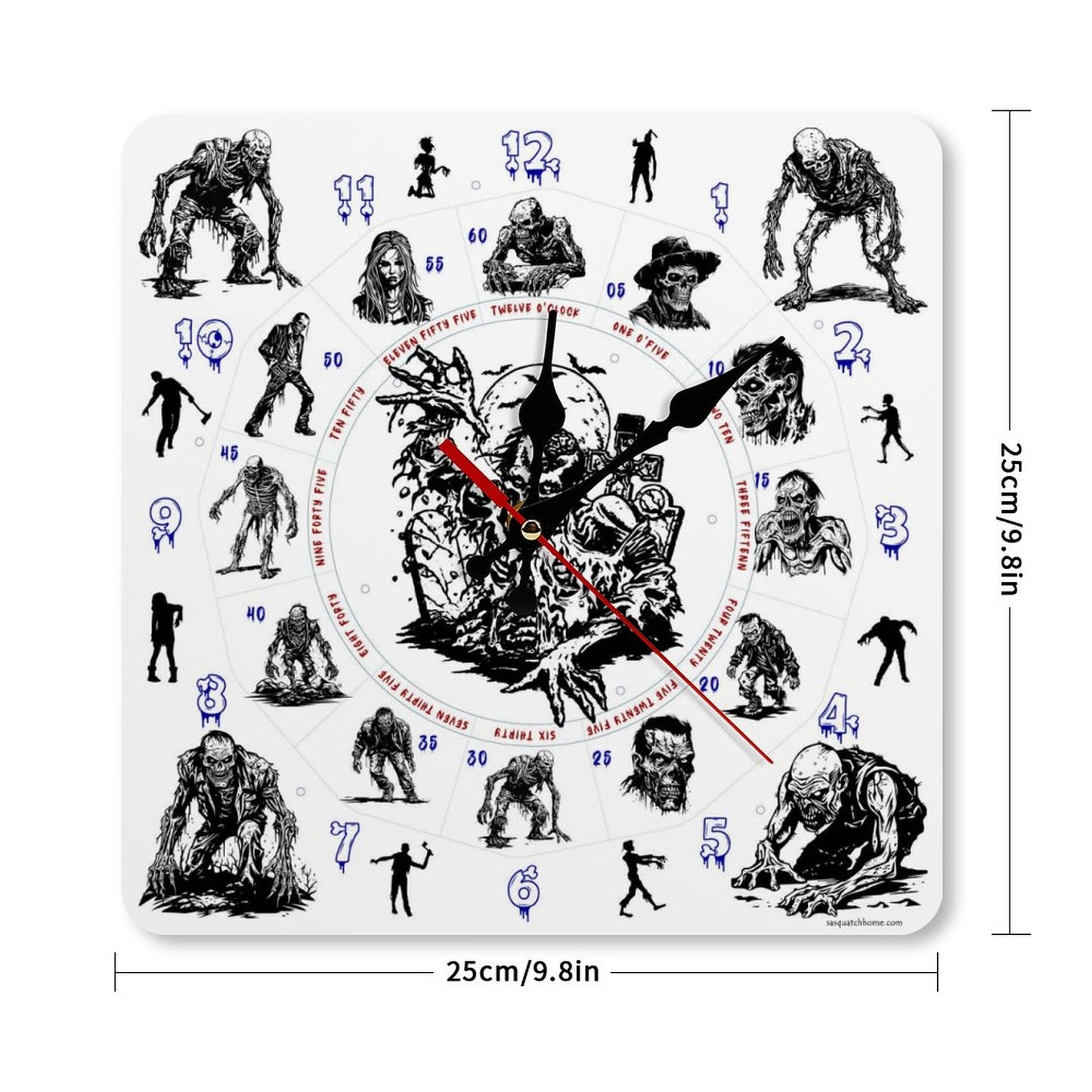 Zombie Themed Square Wall Clock