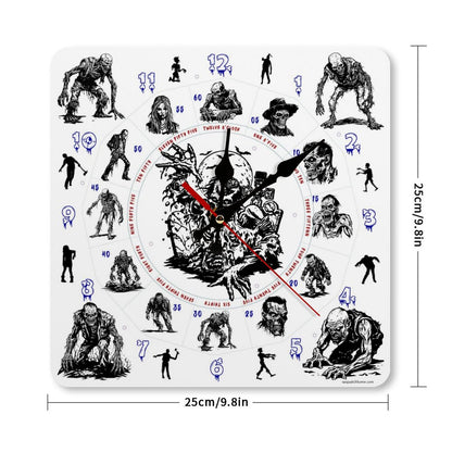 Zombie Themed Square Wall Clock