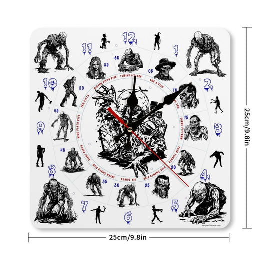 Zombie Themed Square Wall Clock