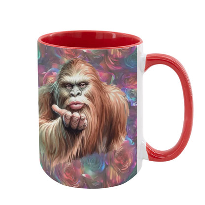 Bigfoot / Sasquatch Love, Large 15 Ounce Colorful Mugs – Made In USA