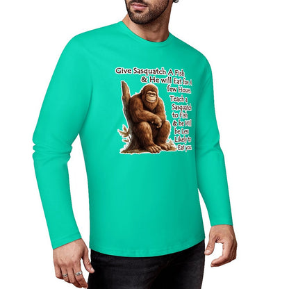 Bigfoot - Sasquatch "Give Sasquatch A Fish..",  Cotton Unisex Long Sleeve T-shirt