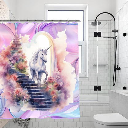 Unicorn Fantasy, Waterproof Polyester Shower Curtain – Made in the USA – 70.8x70.8”