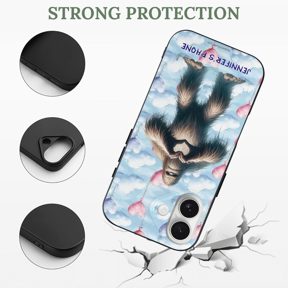 Bigfoot Sasquatch Heart Hands, iPhone 17 TPU Black Phone Case