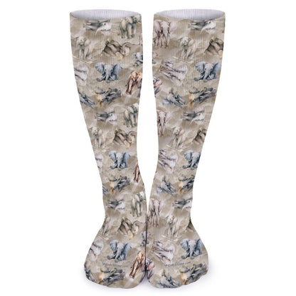 10 Animal Designs, 15.5 Inch Tube Socks