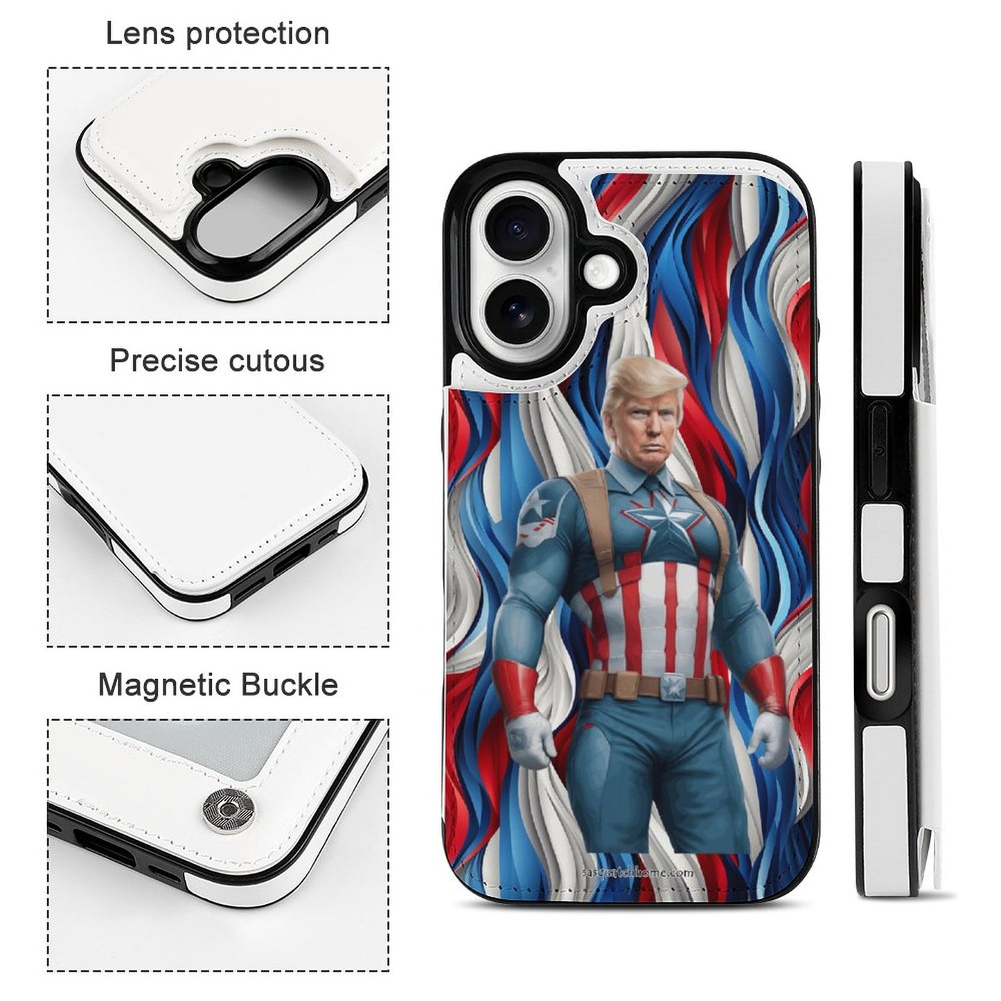 Ct America Donald Trump, iPhone 16 Faux Leather Wallet Case