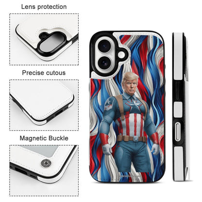 Ct America Donald Trump, iPhone 16 Faux Leather Wallet Case