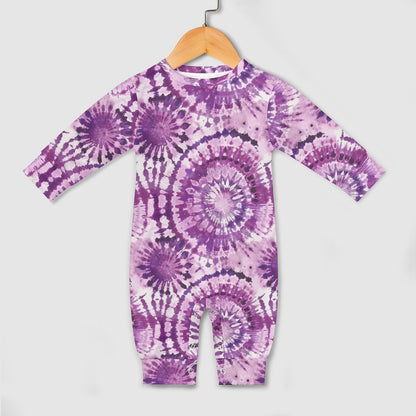 15 Tie Dye Designs, Long Sleeve Baby / Toddler Romper, Faux Cotton
