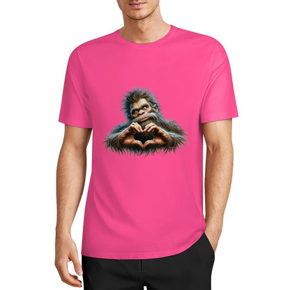 Bigfoot - Sasquatch Heart Hands Short Sleeve Cotton T-Shirt
