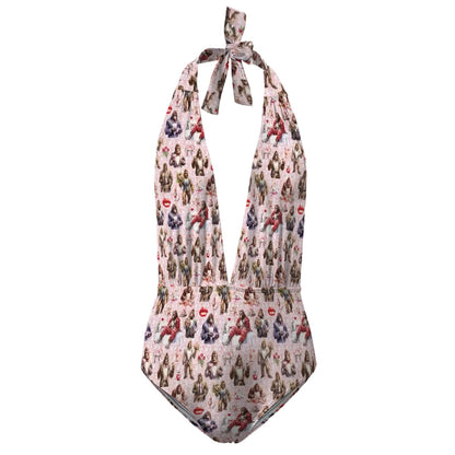 Deep V One Piece Swimsuit Women Customized Services