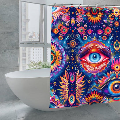Psychedelic Eye Design, Waterproof Polyester Shower Curtain – Made in the USA – 70.8x70.8”