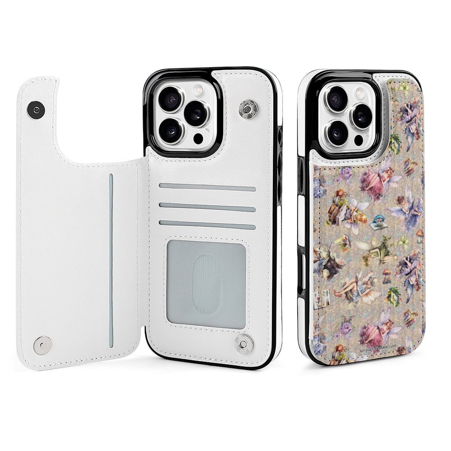 6 Fairy Designs, iPhone 16 Faux Leather Wallet Case