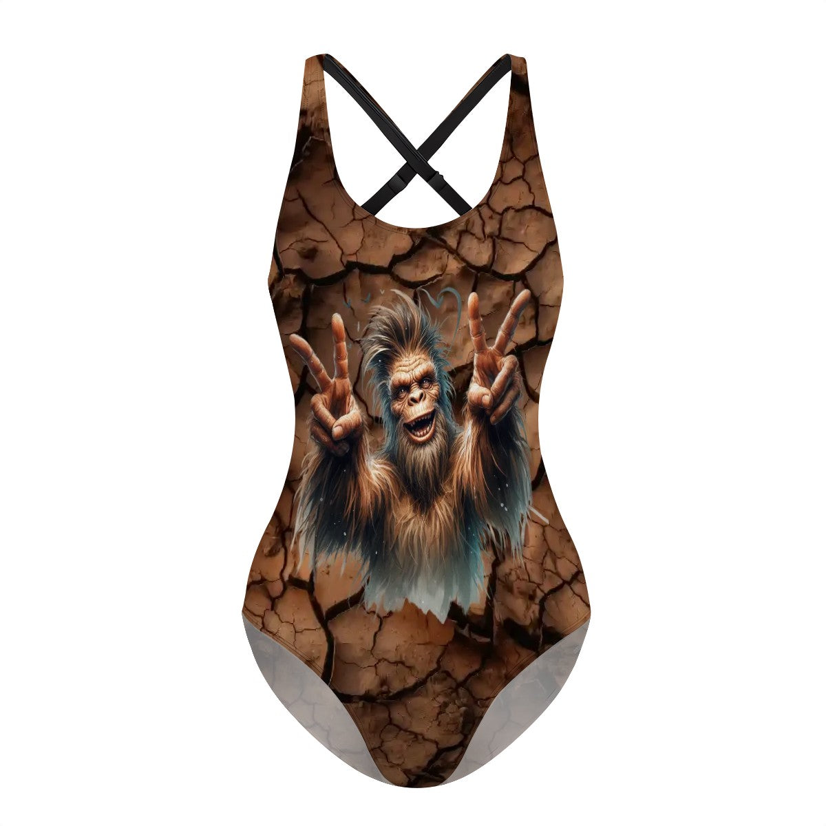 Sassy Sasquatch, bigfoot Cross-Back One Piece Swimsuit