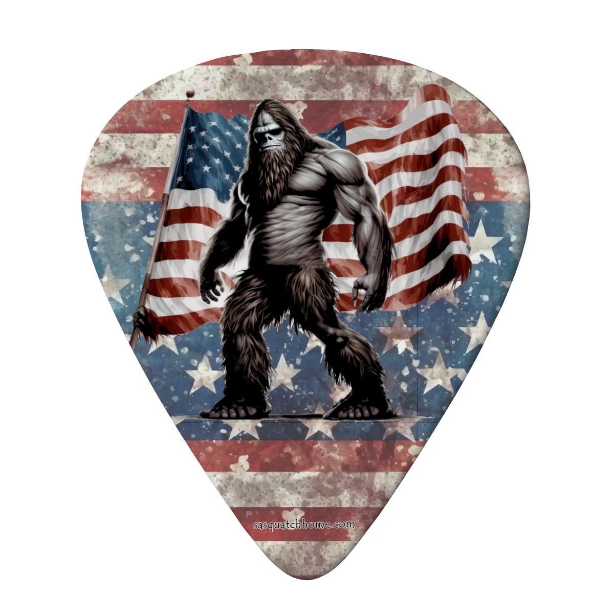 6 Guitar Picks with Keychain Snap Case- Sasquatch Bigfoot – 3 Thicknesses